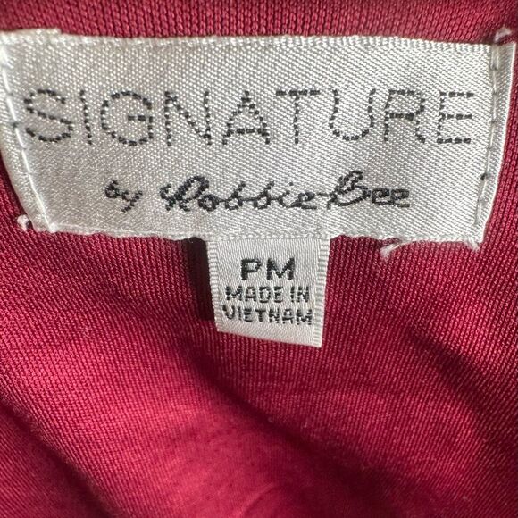 Signature by Robbie Bee burnt orange and burgundy faux wrap dress size PM - Picture 6 of 10